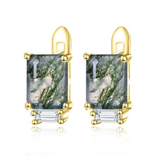 Load image into Gallery viewer, GEM&#39;S BALLET Unique 2.37Ct 6x8mm Octagon Cut Moss Agate Studs Earrings in 925 Sterling Silver Women&#39;s Gemstone Earrigns