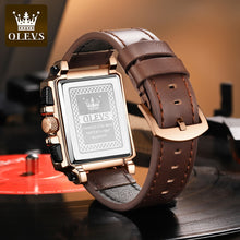 Load image into Gallery viewer, OLEVS Original Watch for Men Top Brand Luxury Hollow Square Sport Watch Fashion Leather Strap Waterproof Quartz Wristwatch 9919