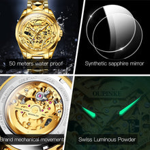 Load image into Gallery viewer, OUPINKE Genuine Men Watch Gold Business Luxury Top Brand Waterproof Luminous Sapphire Mirror Automatic Mechanical Watch For Men