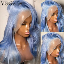 Load image into Gallery viewer, 13x6 Blue Body Wave Lace Front Human Hair Wigs 13x4 HD Transparent Lace Frontal Wigs For Women Prepucked Lace Wigs Bleach Knots
