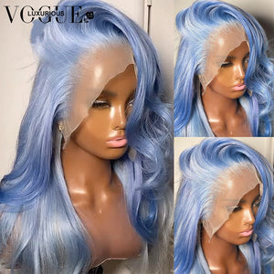 13x6 Blue Body Wave Lace Front Human Hair Wigs 13x4 HD Transparent Lace Frontal Wigs For Women Prepucked Lace Wigs Bleach Knots