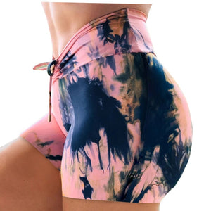 2021 new hot selling Yoga Pants multicolor high waist tie dye printed sports shorts Fitness pants Running clothes