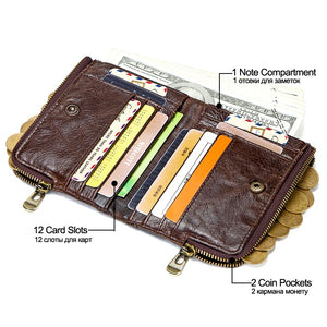 CONTACT&#39;S genuine leather wallets for men RFID short wallet zipper men&#39;s small coin purse male portomonee card holder man walet