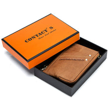 Load image into Gallery viewer, CONTACT&#39;S genuine leather wallets for men RFID short wallet zipper men&#39;s small coin purse male portomonee card holder man walet