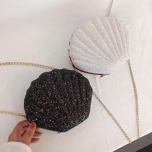 AIZHIYI Fashion Chain Sequined Shoulder Bag For Women Pu Leather Handbags Cute Shell Shape Purse Mini Summer Bag bolsa feminina
