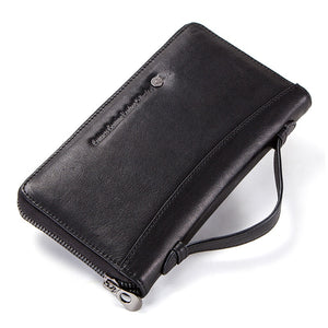 CONTACT&#39;S 2022 Genuine Leather Men Clutch for 6.5&quot;Cell Phone Long Wallet Passport Holders With Zipper Coin Pocket Male Purse