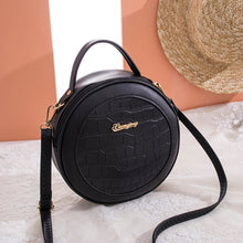 Load image into Gallery viewer, Fashion Women Alligator Pattern Shoulder Bag Round Circle Purse Lady PU Leather Small Zipper Solid Color Messenger Satchel