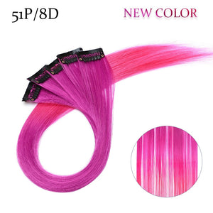S-noilite 1pack Synthetic 20inch Long Straight Color Highlight Hair Extension Clip In One Piece Hair Fake Hair Piece Hair Strips