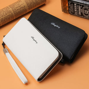 2020 Fashion Unisex Long Leather Wallet Large Design Wallet Solid Color Casual Long Wallet Clutch Bag Card Holder Coin Bag 5 Color