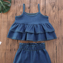 Load image into Gallery viewer, Citgeett Summer Fashion 2PCS Toddler Baby Girl Denim Clothes Ruffle Tops Mini Dress Jeans Pants Outfits Set