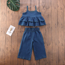 Load image into Gallery viewer, Citgeett Summer Fashion 2PCS Toddler Baby Girl Denim Clothes Ruffle Tops Mini Dress Jeans Pants Outfits Set