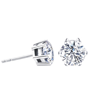 Tianyu Gems 2ctw Round Moissanite Diamonds Silver Stud Earrings 925 Women 5mm/6.5mm DF White Stones Earring Jewelry Accessories