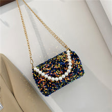 Load image into Gallery viewer, Fashion Women Pearl Sequins Cylinder Bags Chain Handbag Solid Color Crossbody Tote for Women Shopping Travel