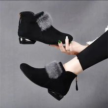 Load image into Gallery viewer, Shoes for Women 2024 Winter Plush Warm Women&#39;s Boots Low Heel Non-slip Commuter Office Ladies Shoes Fashion Zipper Short Boots