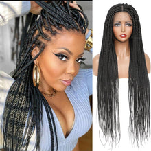 Load image into Gallery viewer, X-TRESS 32&quot; Full Lace Front Box Braided Synthetic Wigs Knotless Cornrow Braids Black Lace Frontal Wigs With Baby Hair for Women