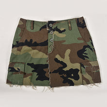 Load image into Gallery viewer, Women Camouflage Print Skirts Cotton with Botton Asymmetrical Y2k High Waist Mini Skirts Streetwear Vintage Slit Skirt Vestidos