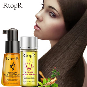 RtopR Moroccan Hair Essential Oil + Herbal Hair Growth Thick Essential Oil Set Anti-hair Loss Hair Care Nourishing Luster  Set