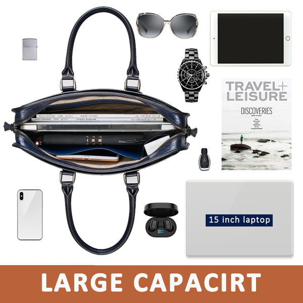 WESTAL Italian Cowhide Luxury Brand Leather Laptop Bag Briefcase Patina Case for Document Bag A4 Shoulder Business Work Bag Men