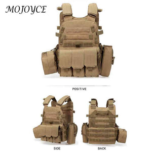 Nylon Hunting Vest Multi-Functional Camouflage Plate Carrier Vest Adjustable Men Women Combat Equipment for Camping Travel Sport