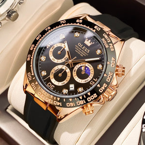 OLEVS New Luxury Men&#39;s Watches Quartz Watch Silicone Sport Date Chronograph Waterproof Luminous Multifunction Men&#39;s Quartz Watch