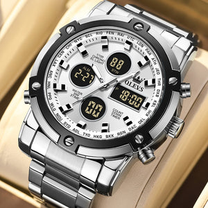 OLEVS Men&#39;s Watches Original Multifunctional Wlectronic Watch for Man Waterproof Luminous Alarm Clock Fashion Dress