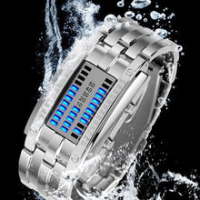 Load image into Gallery viewer, Luxury Lovers&#39; Wristwatch Waterproof Men Women Stainless Steel Blue Binary Luminous LED Electronic Display Sport Watches Fashion