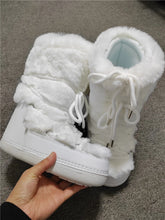 Load image into Gallery viewer, 2024 Winter Snow Boots Women White Fur Boots Woman Luxury Thick Fluffy Furry Faux Rabbit Fur Lace-up Waterproof Warm Ski Boots