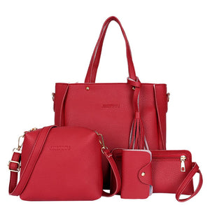 4Pcs Fashion Women Bag Set Weaven PU Soft Handbag Should Bag for Women 2022 Hit Trend Handbags Purses Crossbody Bag