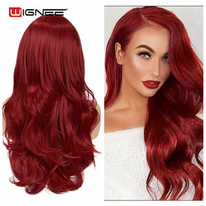 WIGNEE Long Wavy Purple Synthetic Wig Red Wigs For Women Synthetic Hair Wigs On Sale Clearance With Free Shipping Heat Resistant