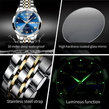 Load image into Gallery viewer, OLEVS Men&#39;s Watches Rhombus Mirror Original Quartz Watch for Man Waterproof Luminous Stainless Steel Wristwatch Male Date Week