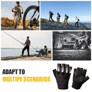DAYWOLF Led Gloves Mountain Hiking Cycling Fishing Outdoor Night Sports Anti Slip Lighting Touch Screen Half Finger Men Green