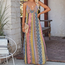 Load image into Gallery viewer, Swing Beach Maxi Dress Slim Fit Floral Printed Long Dress Boho Style Backless Maxi Dress A Line Simple Fashion Holidays Vacation