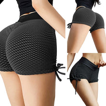 Load image into Gallery viewer, Spring Summer New Peach Hip High Waist Jacquard Pants Women&#39;s Splicing Stitching Slim Yoga Gym Fitness Sports Shorts Leggings