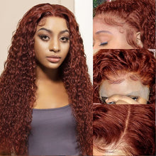 Load image into Gallery viewer, 30 34 Inch Reddish Brown Deep Wave Frontal Wig 13X6 HD Lace Frontal Wig Colored Deep Wave 13x4 Lace Front Human Hair Wigs