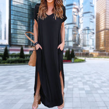 Load image into Gallery viewer, Long Dress with Pockets Split Maxi Long Dress V-Neck Fashion European Solid Color Temperament Simple for Weekend Vacation