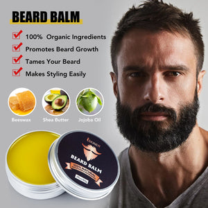 5Pcs/Set Men's Beard Growth Kit Enhancer Serum Essential Oil Balm Nourishing Beard Grooming Beauty Care With Roller Comb Scissor