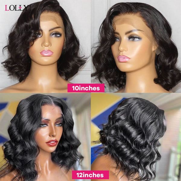 Lolly Short Bob Wigs Human Hair Wigs for Women Body Wave Lace Front Wig 10-16 inch Cheap Closure Bob Wig Side Part Bob Wig