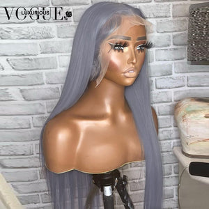 13X4 Lace Frontal Wig Remy Bone Straight Lace Front Wigs Silver Grey Human Hair For Women Pre Plucked Transparent Lace Wigs 180%