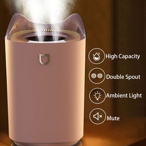 3L Air Humidifier Electric Aroma Diffuser Double Nozzle Colorful LED Light Ultrasonic Cool Mist Spray Humidifiers Car Purifier