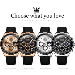 OLEVS New Luxury Men&#39;s Watches Quartz Watch Silicone Sport Date Chronograph Waterproof Luminous Multifunction Men&#39;s Quartz Watch