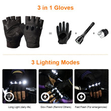 Load image into Gallery viewer, DAYWOLF Led Gloves Mountain Hiking Cycling Fishing Outdoor Night Sports Anti Slip Lighting Touch Screen Half Finger Men Green