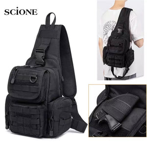 Tactical Chest Sling Bag Hunting Gun Holster Military Backpack Outdoor Camping Hiking Molle Pouch Climbing Fishing Bag XA291+A