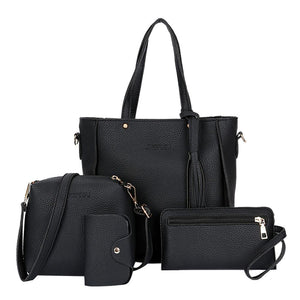 4Pcs Fashion Women Bag Set Weaven PU Soft Handbag Should Bag for Women 2022 Hit Trend Handbags Purses Crossbody Bag