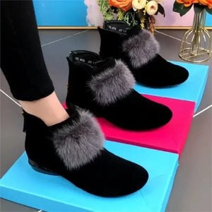 Shoes for Women 2024 Winter Plush Warm Women's Boots Low Heel Non-slip Commuter Office Ladies Shoes Fashion Zipper Short Boots