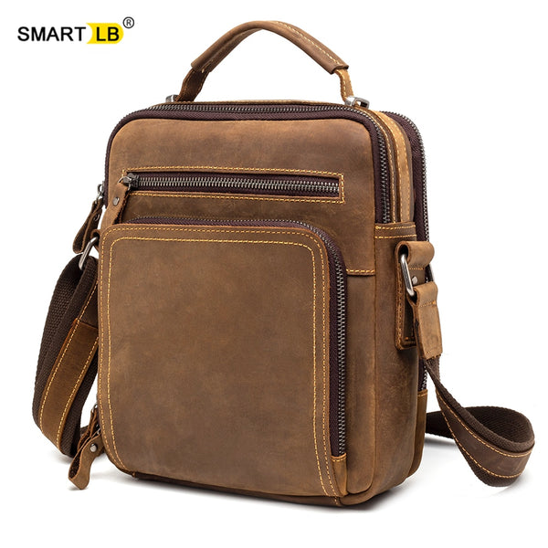 Luxury Design Cowhide Leather Men's Shoulder Bag Vintage Messenger Bags Male Crossbody Bags Quality Travel Man's Handbag