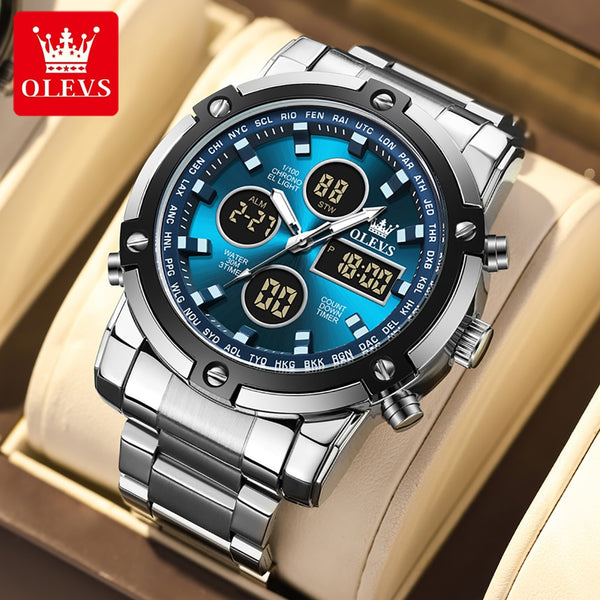 OLEVS Men's Watches Original Multifunctional Wlectronic Watch for Man Waterproof Luminous Alarm Clock Fashion Dress