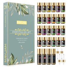 Load image into Gallery viewer, 28pcs Pure Natural Essential Oils Gift Set Massage Shower Diffuser Aroma Oil Lavender Vanilla Sage Jasmine Rose Stress Relief