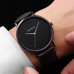 Men Watches Luxury Quartz Watch Sport Leather Belt Clock ultra-thin scale Business wristwatch Wrist Watch