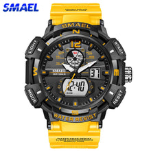 Load image into Gallery viewer, SMAEL Top Luxury Brand Men&#39;s Watch Outdoor Sports Waterproof Watches Dual Time Display Quartz Wristwatches Rubber Digital Clock