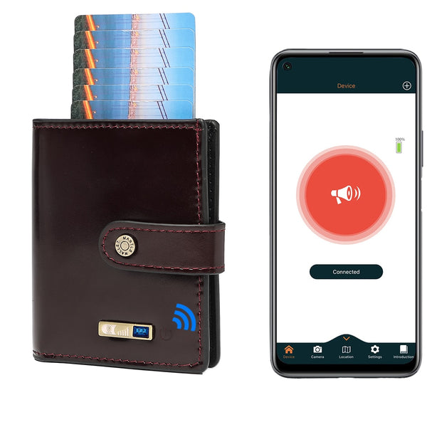 Smart Anti-lost Wallet Tracker  Genuine Leather Men wallets Soft Bluetooth-compatible Leather Purse Male Luxury Men's Wallet